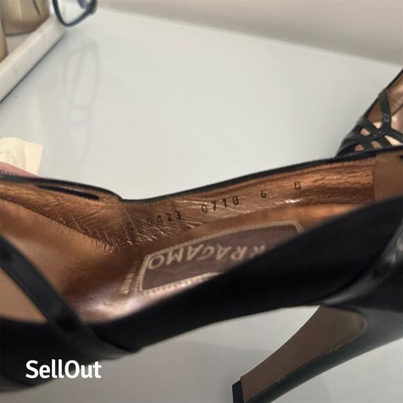 Salvatore Ferragamo Women's Black Strappy Stiletto Pumps Size 6 - Picture 3 of 8